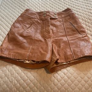 Rachel Zoe Leather Shorts Size 2 Cognac Color